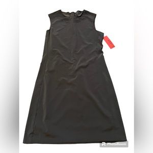 EMIT Laser Cut-Out Dress Black SLEEVELESS Stretch lightweight A Line Sz 8